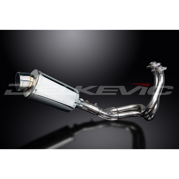 Delkevic Full 2-1 Exhaust compatible with Kawasaki ER-6N SS70 9 Stainless Steel Oval Muffler Exhaust 09-11 