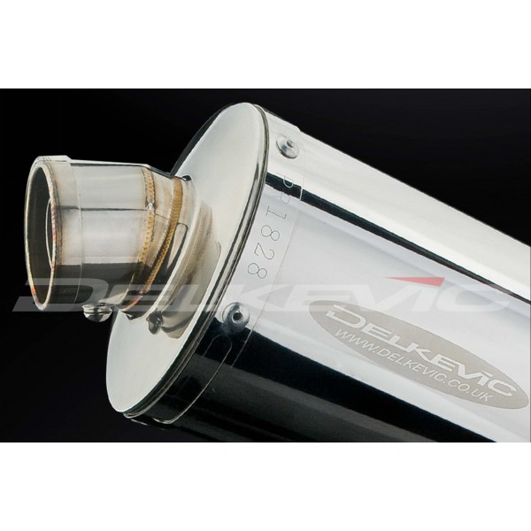 DELKEVIC EXHAUST SILENCER WITH REMOVABLE BAFFLE 350mm OVAL CARBON FIBRE