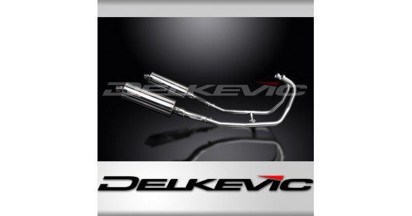 Delkevic Full 2-1 compatible with Kawasaki GPZ500S EX500 Mini 8 Carbon Fiber Round Muffler Exhaust 87-09 