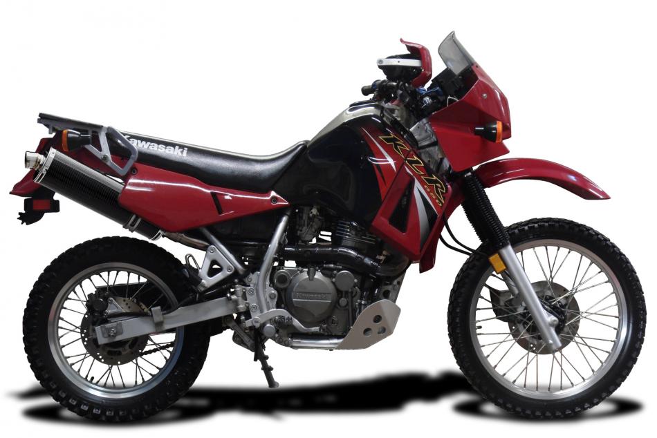 KAWASAKI KLR650A 1987-2007 450mm OVAL CARBON BSAU SILENCER EXHAUST KIT