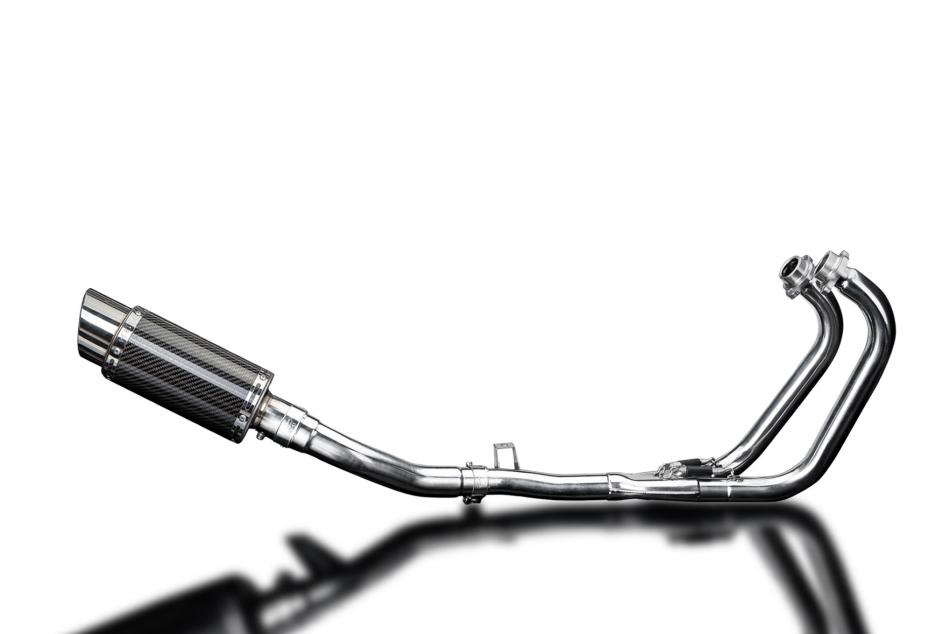 GW250 INAZUMA 2013-2017 / MINI 200mm (8 inch) CARBON FIBRE ROUND SILENCER 2-1 COMPLETE SYSTEM