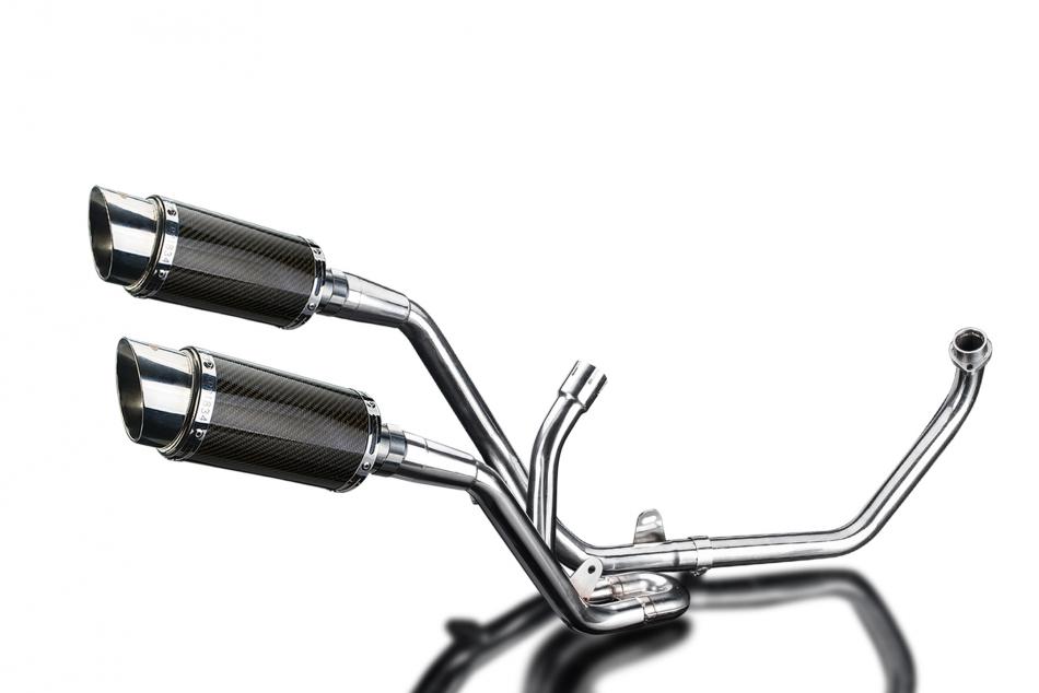 SUZUKI SV650 98-02 FULL 2-2 EXHAUST SYSTEM 200mm CARBON ROUND SILENCERS