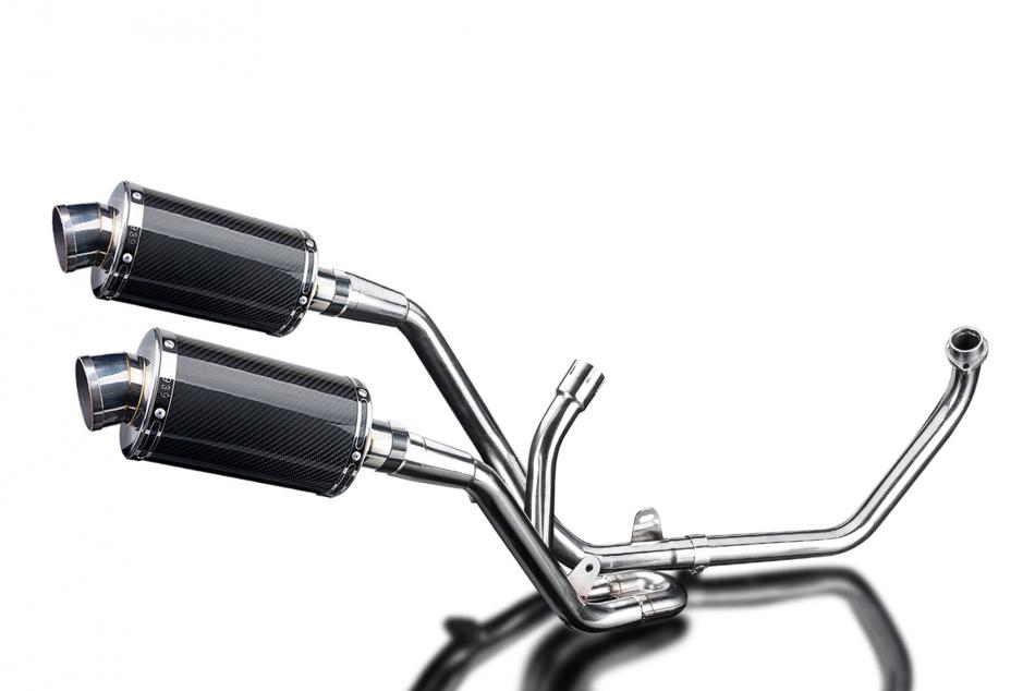 SUZUKI SV650 98-02 FULL 2-2 EXHAUST SYSTEM 225mm CARBON OVAL SILENCERS