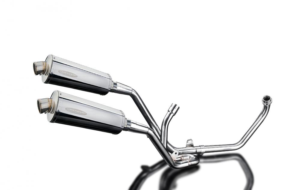 SUZUKI SV650 98-02 FULL 2-2 EXHAUST SYSTEM 350mm STAINLESS OVAL BSAU SILENCERS