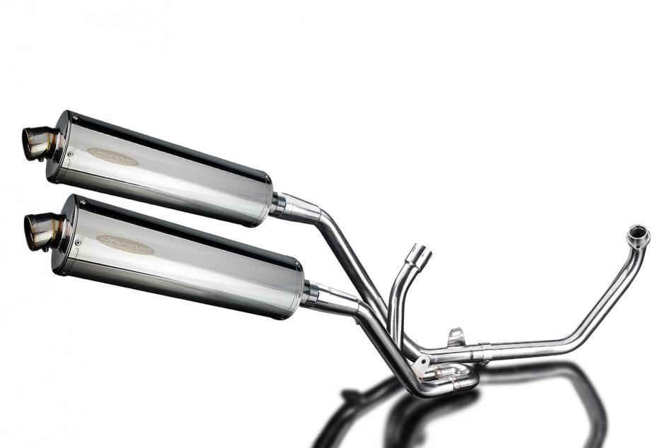 SUZUKI SV650 98-02 FULL 2-2 EXHAUST SYSTEM 450mm STAINLESS OVAL BSAU SILENCERS