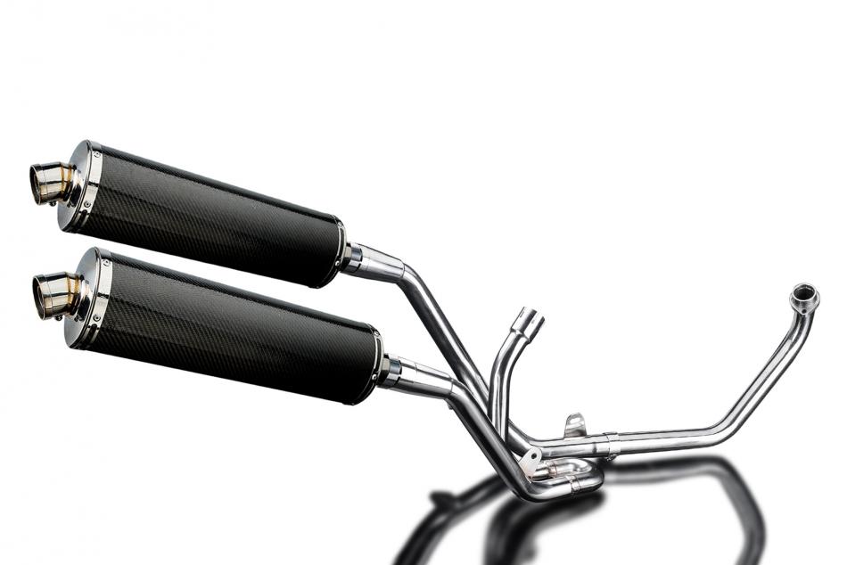 SUZUKI SV650 98-02 FULL 2-2 EXHAUST SYSTEM 450mm CARBON OVAL BSAU SILENCERS