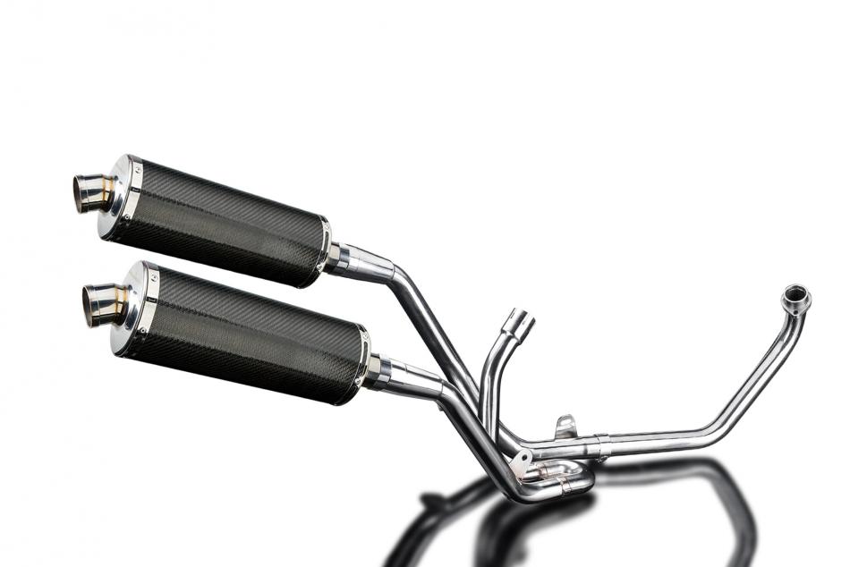 SUZUKI SV650 98-02 FULL 2-2 EXHAUST SYSTEM 350mm CARBON OVAL BSAU SILENCERS