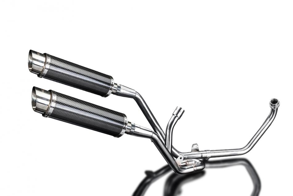 SUZUKI SV650 98-02 FULL 2-2 EXHAUST SYSTEM 350mm CARBON ROUND BSAU SILENCERS