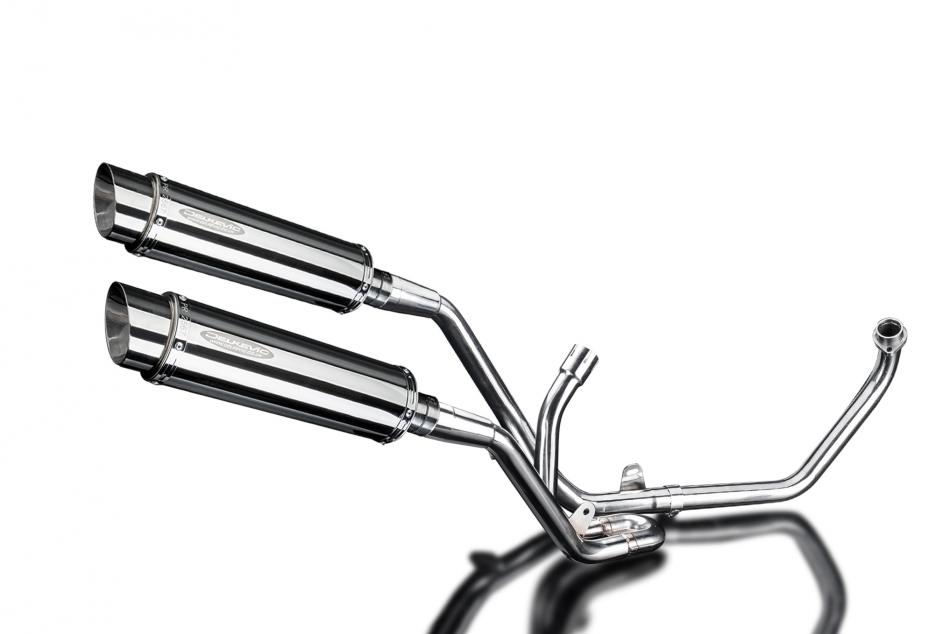 SUZUKI SV650 98-02 FULL 2-2 EXHAUST SYSTEM 350mm STAINLESS ROUND BSAU SILENCERS