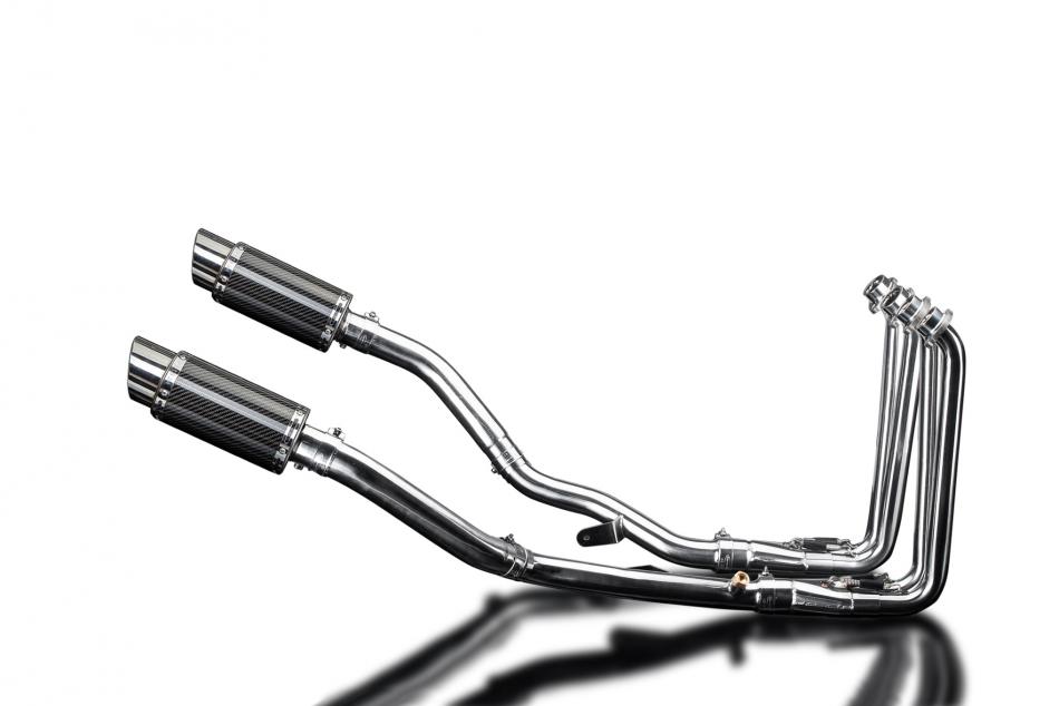 YAMAHA FJR1300 01-05 DECAT FULL 4-2 EXHAUST 200mm CARBON ROUND SILENCERS