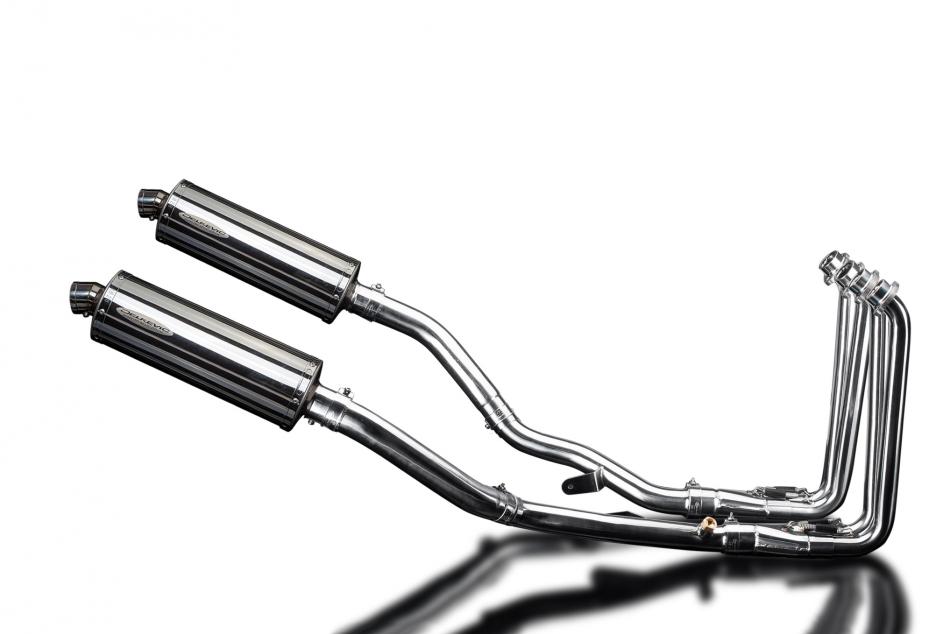 YAMAHA FJR1300 01-05 DECAT FULL 4-2 EXHAUST 350mm STAINLESS OVAL BSAU SILENCERS