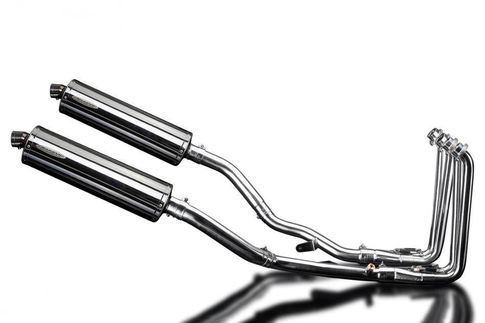 YAMAHA FJR1300 01-05 DECAT FULL 4-2 EXHAUST 450mm STAINLESS OVAL BSAU SILENCERS