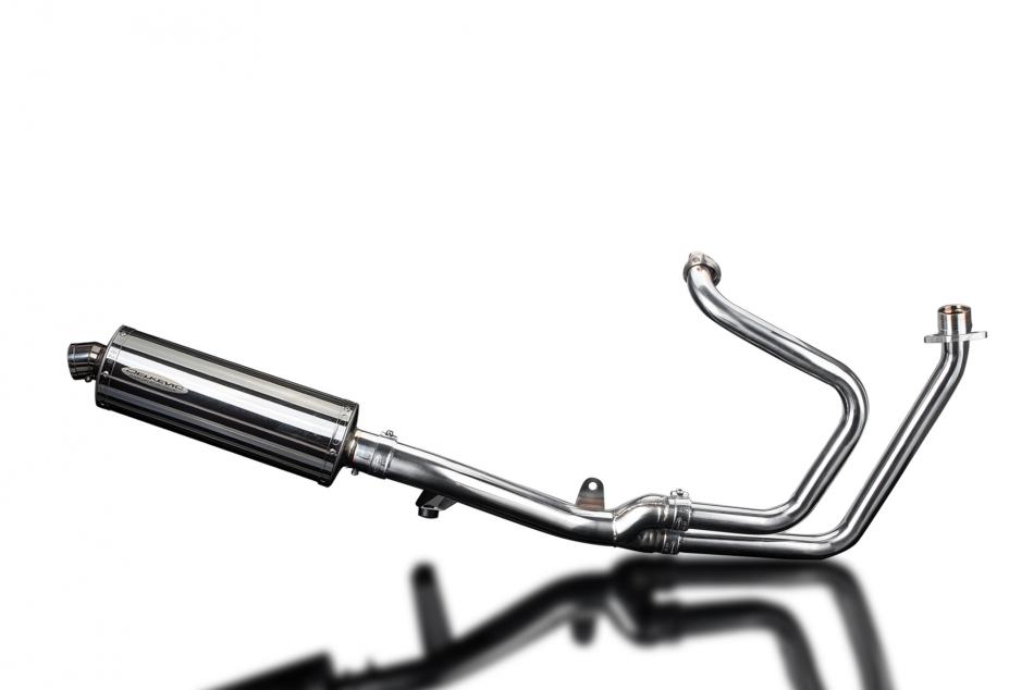 HONDA NT650V DEAUVILLE 98-05 OVAL 350mm STAINLESS SILENCER FULL EXHAUST SYSTEM