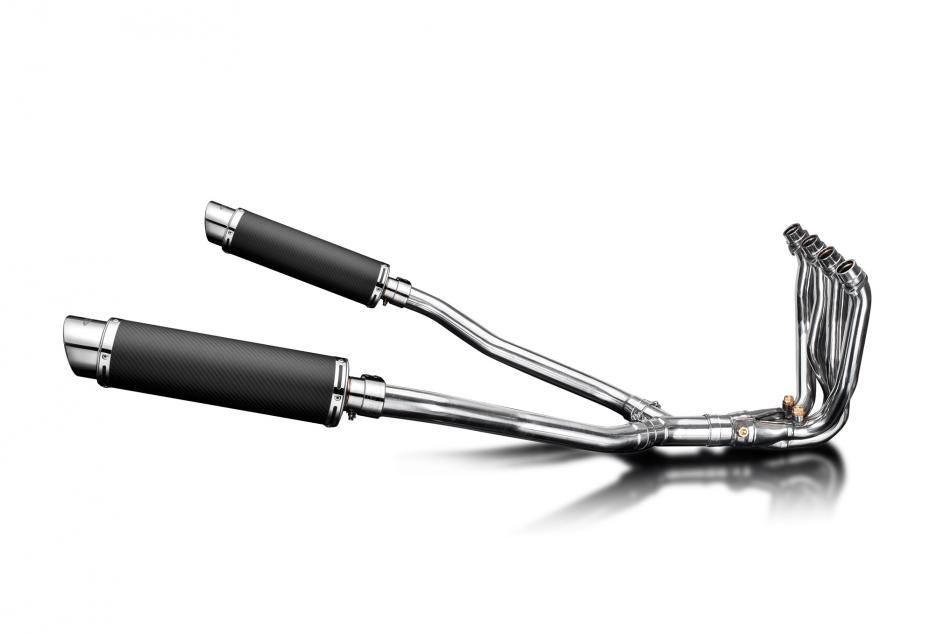 KAWASAKI GTR1400 07-20 COMPLETE 4>2 EXHAUST SYSTEM 350mm ROUND CARBON SILENCE