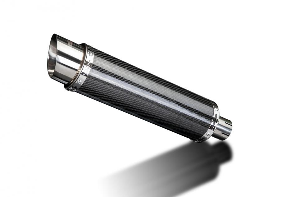 Delkevic Motorcycle 350mm Round Carbon Fibre Exhaust Silencer End Can with Strap