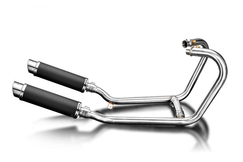 1200 THRUXTON R/RS 2016-2024 / DL10 ROUND 350mm (14 inch) CARBON FIBRE SILENCER 2 into 2 COMPLETE SY