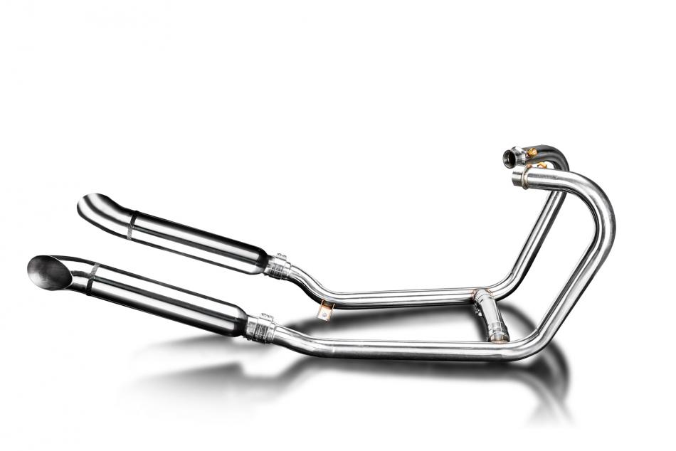 TRIUMPH THRUXTON 1200 2016-24 EXHAUST 410mm STAINLESS STEEL TURN OUT SILENCERS