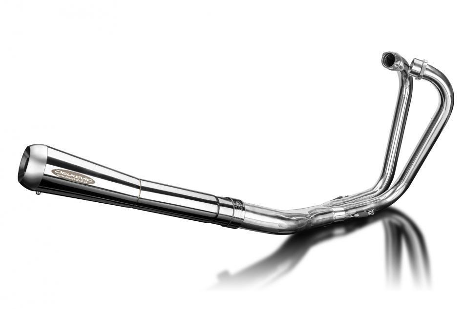 KZ750B Z750T TWIN 1976-1979 / COMPLETE 2 into 1 EXHAUST SYSTEM CLASSIC REVERSE-CONE SILENCER 304 STA