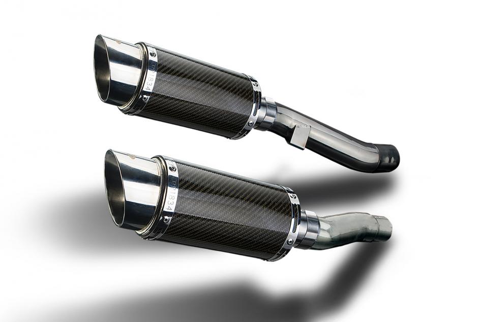 KAWASAKI ZZR400 ZZR600 1990-2009 200mm ROUND CARBON  SILENCER EXHAUST KIT