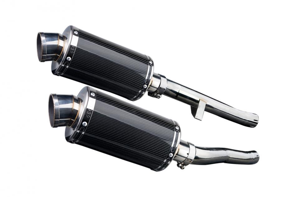 Suzuki GSX1400 2001-2004 Delkevic 225mm Oval Carbon Exhaust Silencer Can Kit