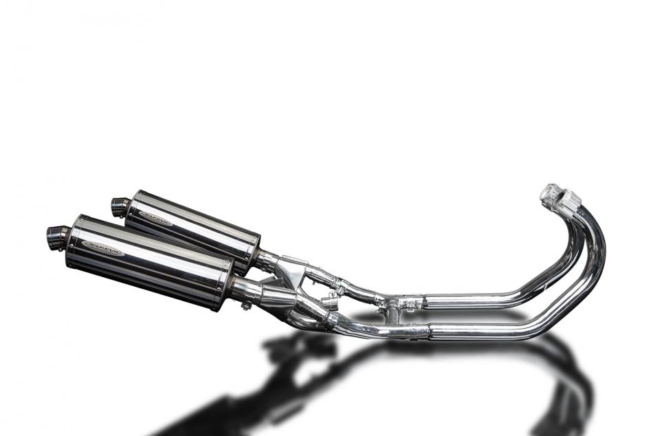 YAMAHA V-MAX VMX1200 FULL EXHAUST SYSTEM 350mm STAINLESS OVAL BSAU SILENCERS