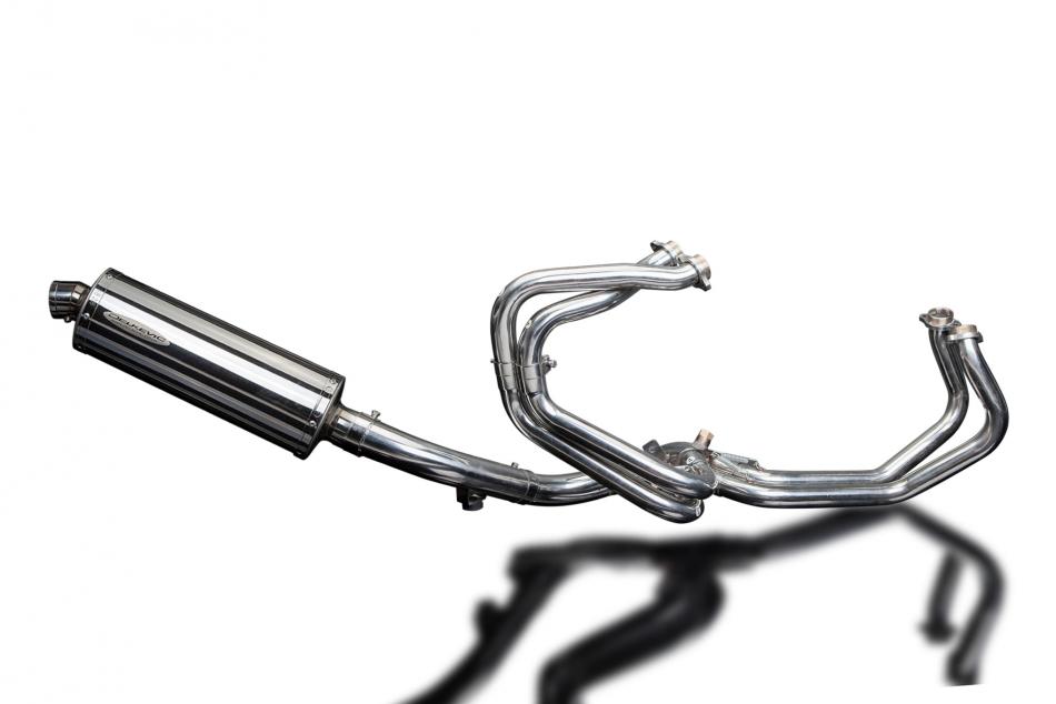 HONDA VFR800Fi 98-01 FULL EXHAUST SYSTEM 350mm STAINLESS OVAL BSAU SILENCER