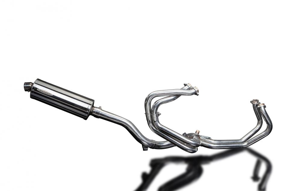 VFR800Fi 1997-2002 / OVAL 350mm (14 inch) HI-LEVEL SILENCER 4-1 COMPLETE SYSTEM 304 STAINLESS STEEL