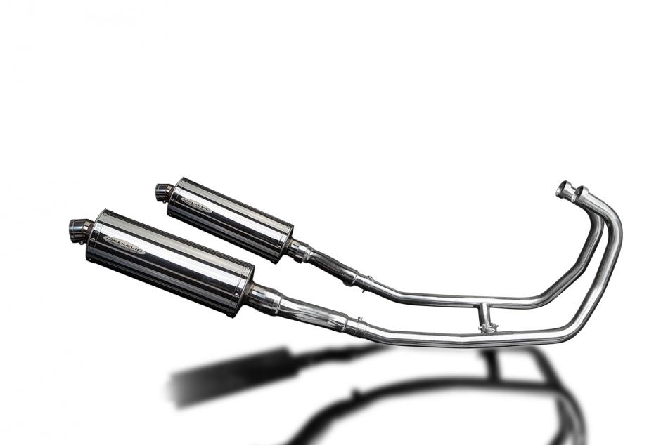 KAWASAKI GPZ500S  FULL 2-2 EXHAUST SYSTEM 350mm STAINLESS OVAL BSAU SILENCERS