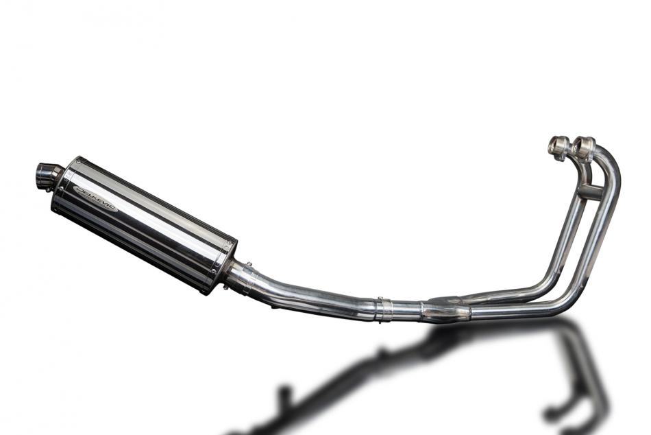 SUZUKI GS500 E/F 1989-2009 FULL 2-1 EXHAUST SYSTEM 350mm STAINLESS OVAL SILENCER