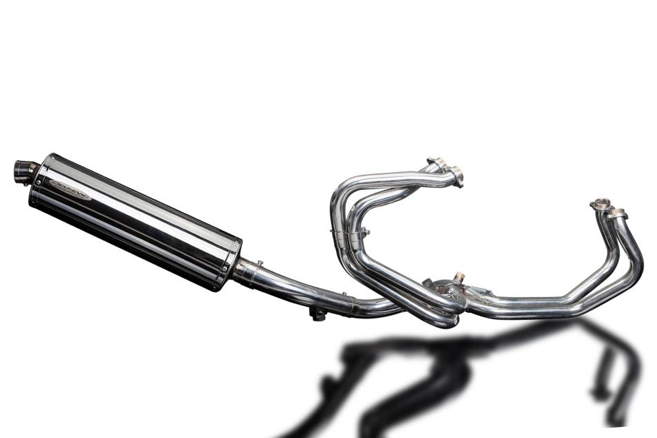 HONDA VFR800Fi 98-01 FULL EXHAUST SYSTEM 450mm STAINLESS OVAL BSAU SILENCER