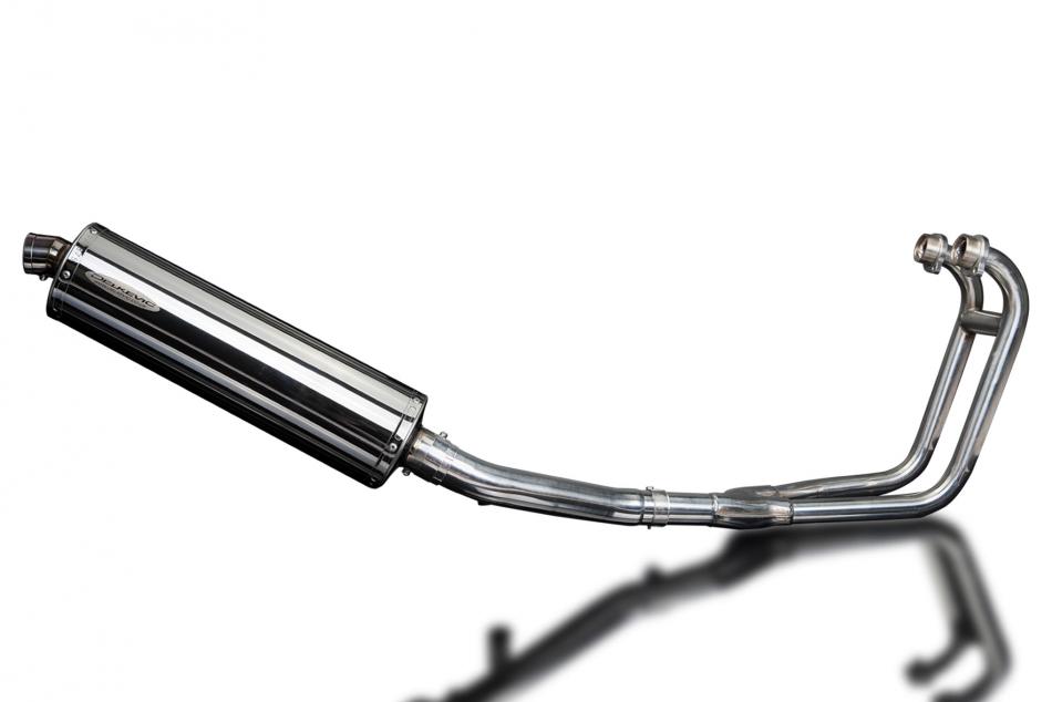 SUZUKI GS500 E/F 1989-2009 FULL 2-1 EXHAUST SYSTEM 450mm STAINLESS OVAL SILENCER