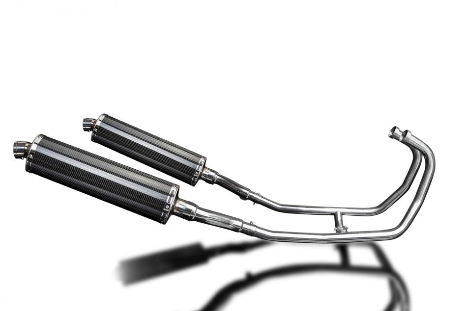 KAWASAKI GPZ500S  FULL 2-2 EXHAUST SYSTEM 450mm CARBON OVAL BSAU SILENCERS