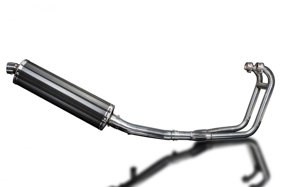 SUZUKI GS500 E/F 1989-2009 FULL 2-1 EXHAUST SYSTEM 450mm CARBON OVAL SILENCER