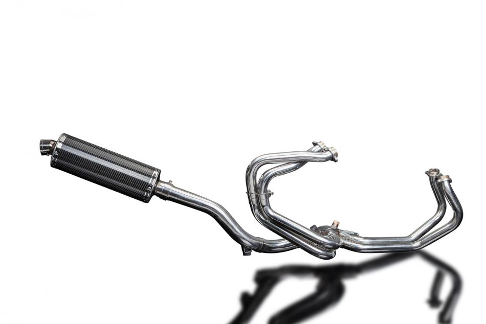 VFR800Fi 1997-2002 / OVAL 350mm (14 inch) CARBON FIBRE HI-LEVEL SILENCER 4-1 COMPLETE SYSTEM