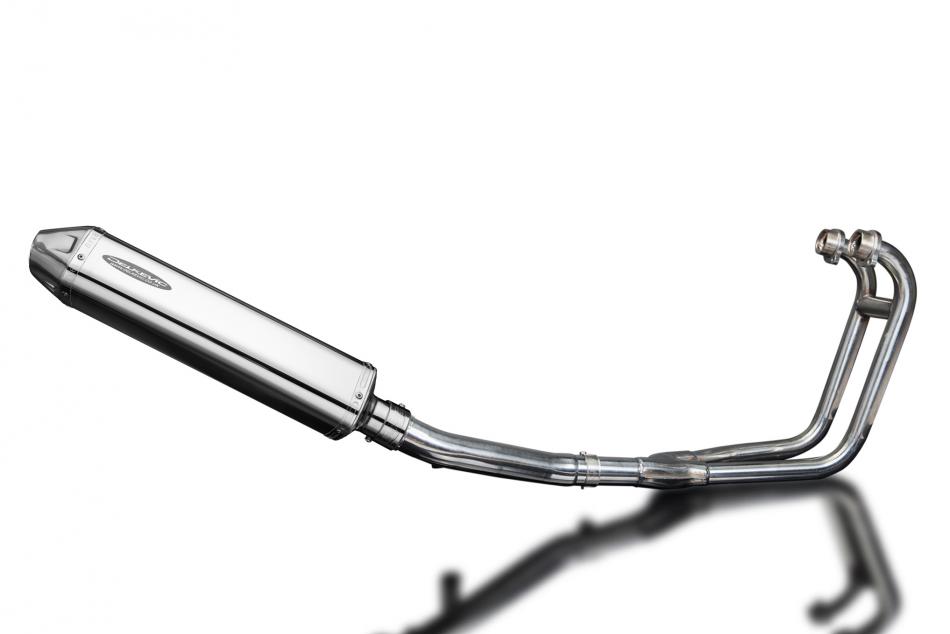 Suzuki GS500 E/F 1989-2009 Full Exhaust 2-1 420mm Tri-Oval Stainless Silencer