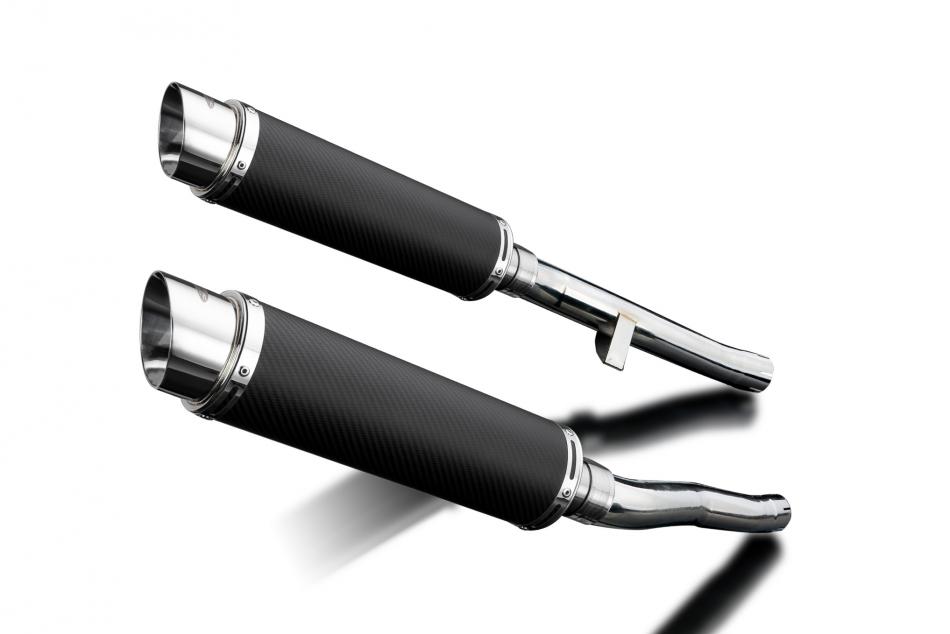 Suzuki GSX1400 2001-2004 Delkevic 350mm Round Carbon Exhaust Silencer Can Kit