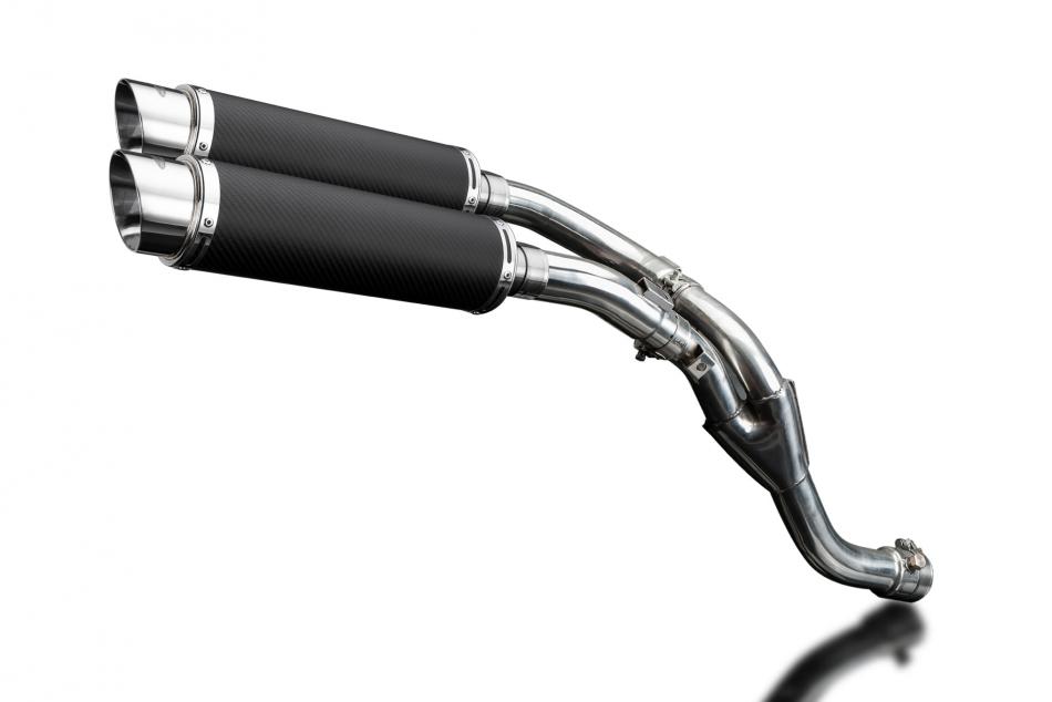 YZFR1 YZF-R1 2009-2014 / 2* DL10 ROUND 350mm (14 inch) CARBON FIBRE SILENCERS + DE-CAT PIPE