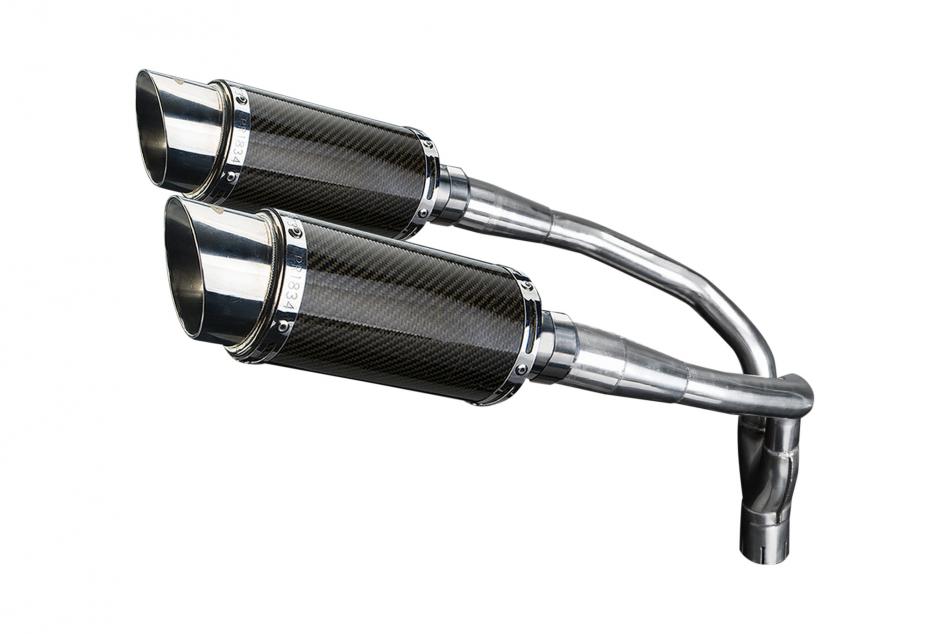 HONDA CB900F HORNET 01-09 HI LEV 200mm ROUND CARBON  SILENCER EXHAUST KIT