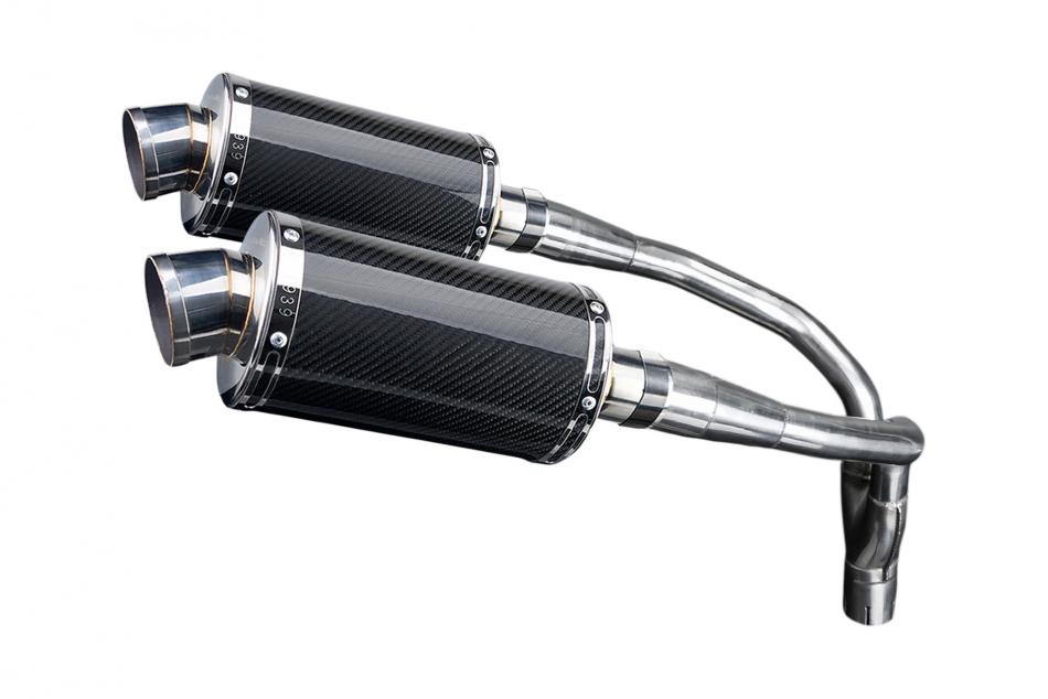 HONDA CB900F HORNET 01-09 HI LEV 225mm OVAL CARBON SILENCER EXHAUST KIT