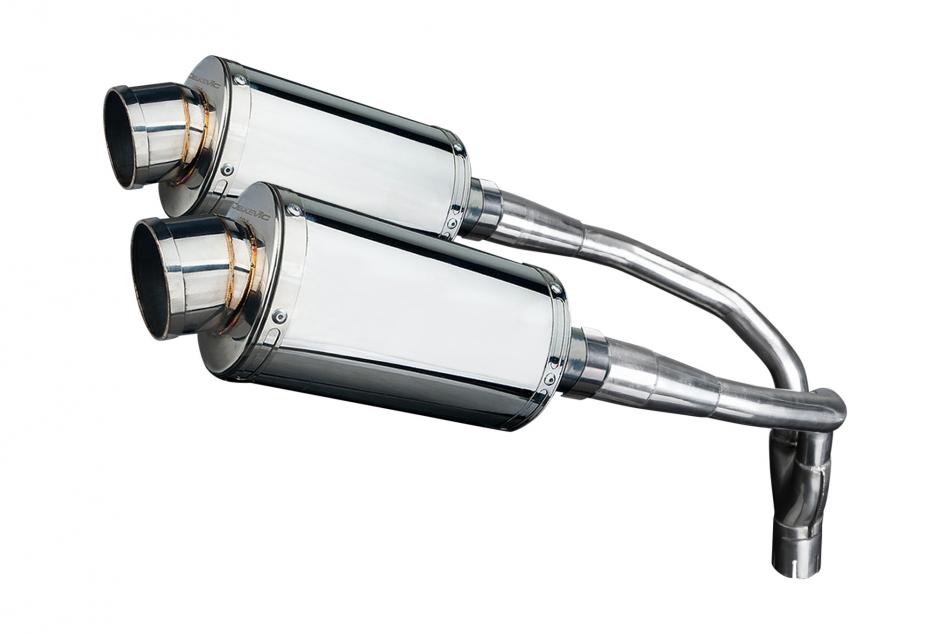 HONDA CB900F HORNET 01-09 HI LEV 225mm OVAL STAINLESS SILENCER EXHAUST KIT