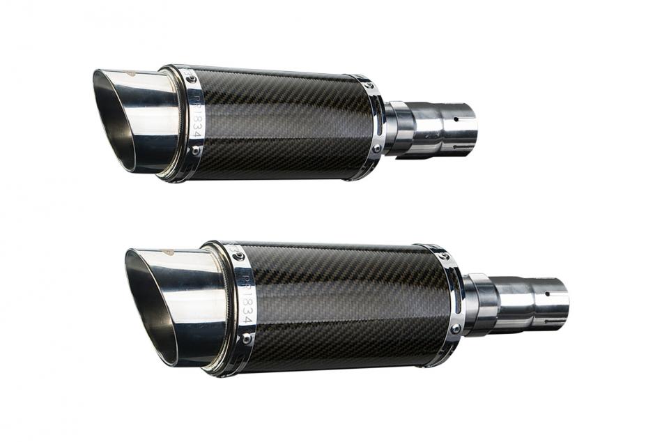 KAWASAKI EN500C 1996-2009 200mm ROUND CARBON  SILENCER EXHAUST KIT