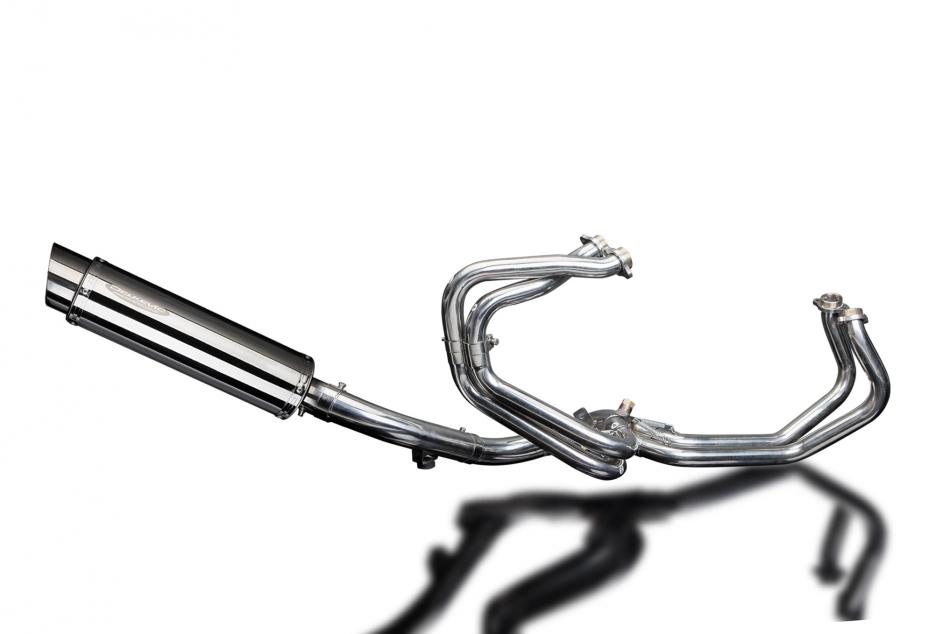 HONDA VFR800Fi 98-01 FULL EXHAUST SYSTEM 350mm STAINLESS ROUND BSAU SILENCER