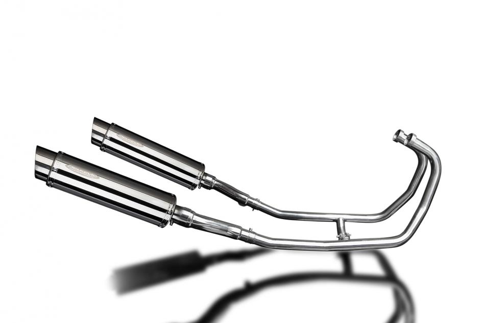 KAWASAKI GPZ500S FULL 2-2 EXHAUST SYSTEM 350mm STAINLESS ROUND BSAU SILENCERS