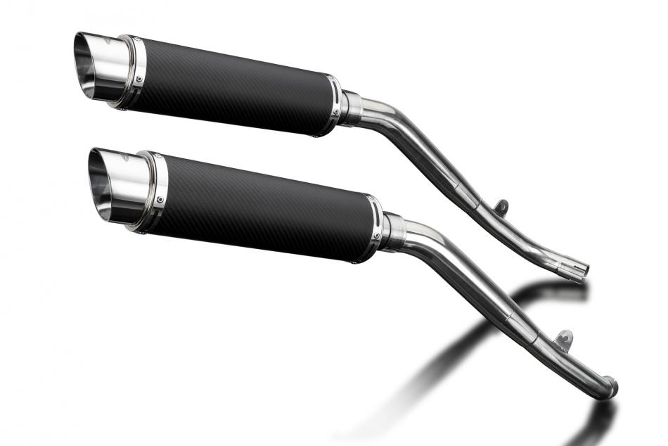 HONDA XL1000 V VARADERO 1999-2014 350mm CARBON ROUND BSAU SILENCER EXHAUST KIT