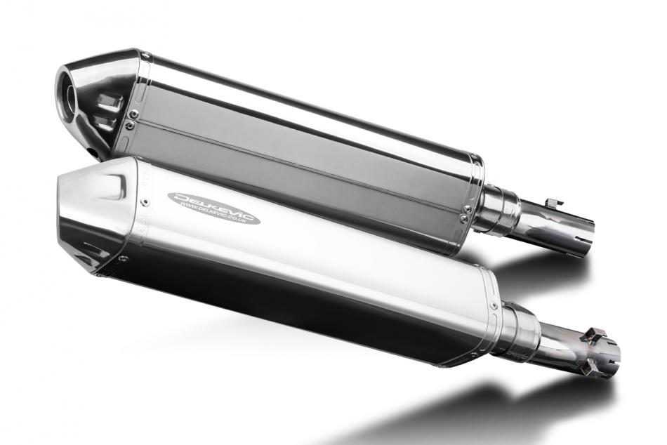 CB1300 DC X-4 1997-2003 / 2* TRI-OVAL 420mm (17 inch) LH + RH SILENCERS 304 STAINLESS STEEL