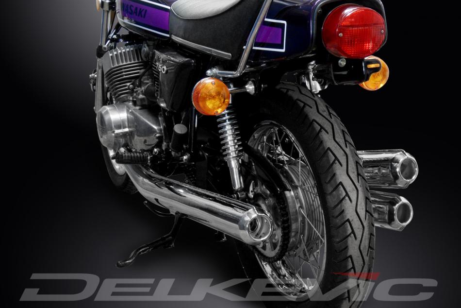 Kawasaki H2B H2C 1974-1975 Complete Replica Chrome Delkevic Exhaust System