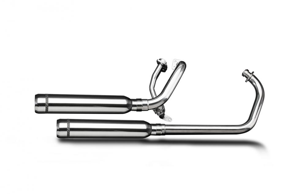 YAMAHA XV125 XV250 VIRAGO 88-17 FULL 2-2 EXHAUST 410mm CUSTOM SILENCER BULL NOSE