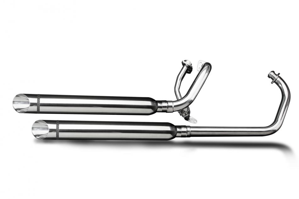 YAMAHA XV125 XV250 VIRAGO 88-17 FULL 2-2 EXHAUST 550mm CUSTOM SILENCER SLASH CUT