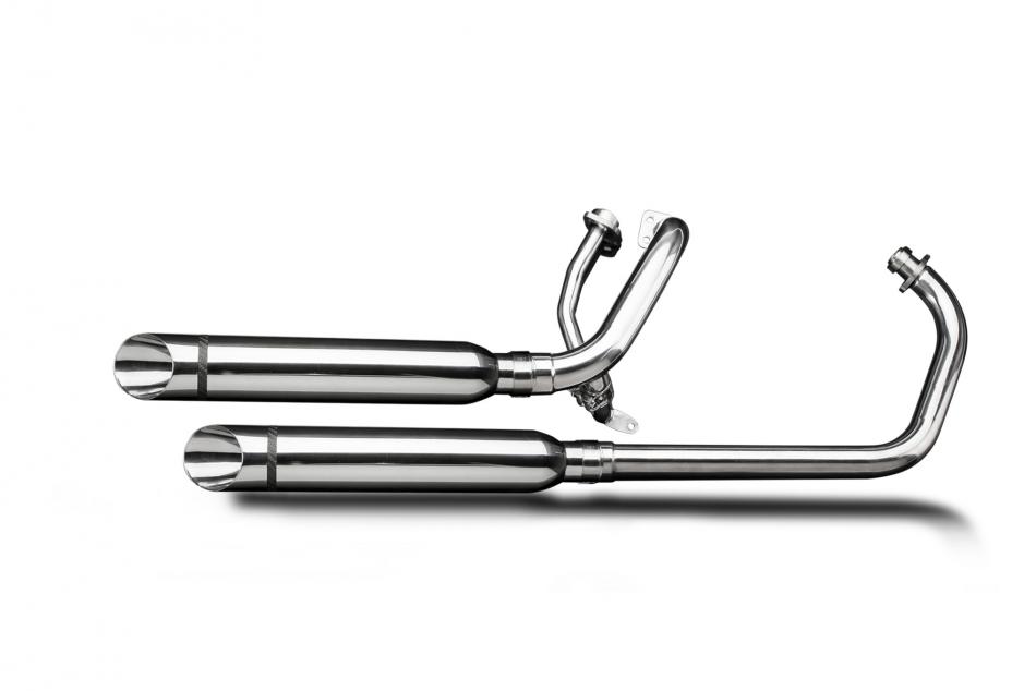 YAMAHA XV125 XV250 VIRAGO 88-17 FULL 2-2 EXHAUST 410mm CUSTOM SILENCER SLASH CUT