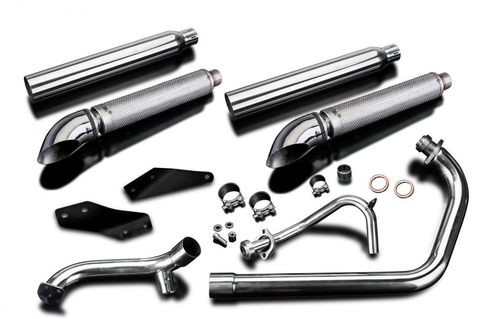 YAMAHA XV125 XV250 VIRAGO 88-17 FULL 2-2 EXHAUST 550mm CUSTOM SILENCER TURN OUT